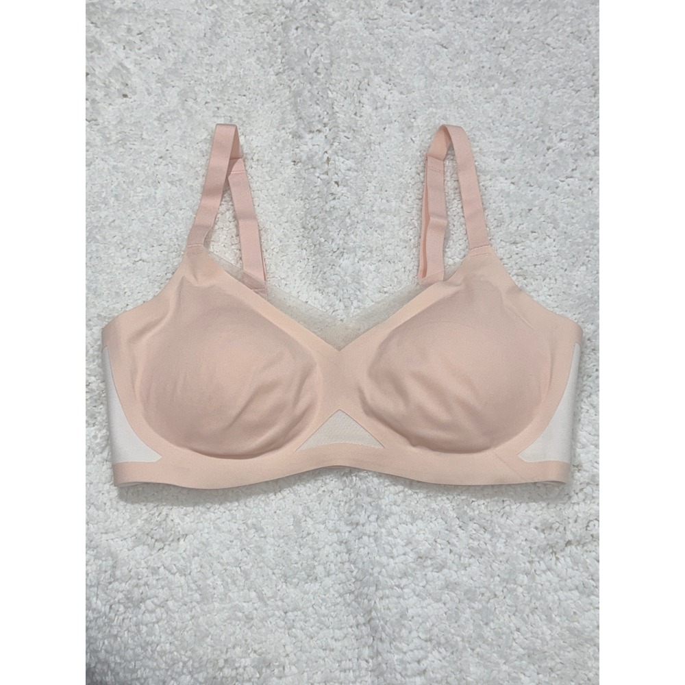 Honeylove Crossover Bra Womens sz Small Pink Wireless Seamless Lift Mesh Insets